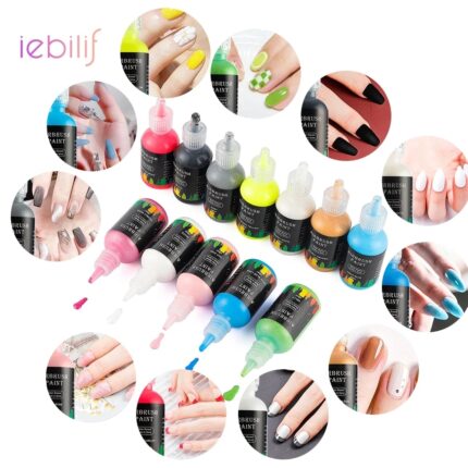 12 Colors DIY Salon Airbrush Nail Art Inks Set Nail Polish