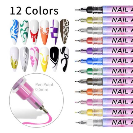 10/12/16Pcs Nail Art Gel Pen Set