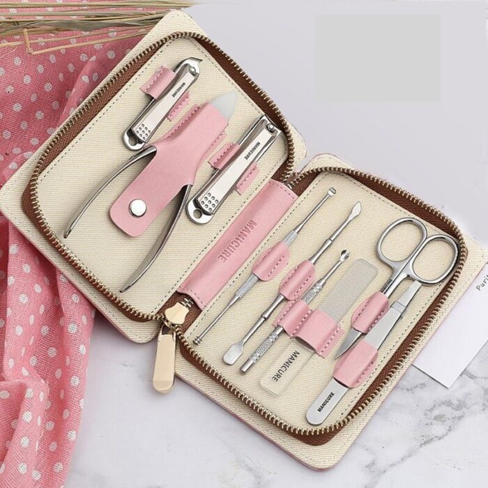 Luxury Pink Manicure Set with Surgical-Grade Scissors & Nail Clippers