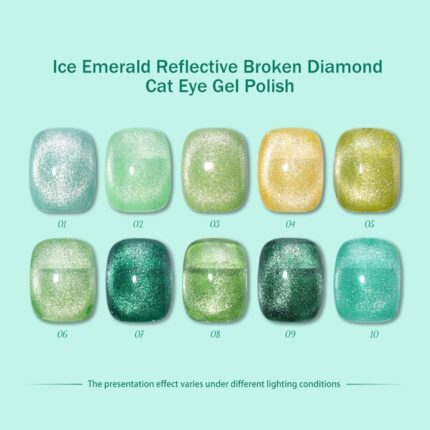 10 Colors Cat Eye Nail Gel Polish - Green Glitter